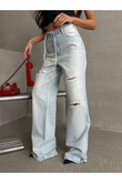TREND ÖZEL TASARIM BOL PAÇA RAHAT KALIP DENİM JEAN PALAZO BAGGY PANTOLON 30