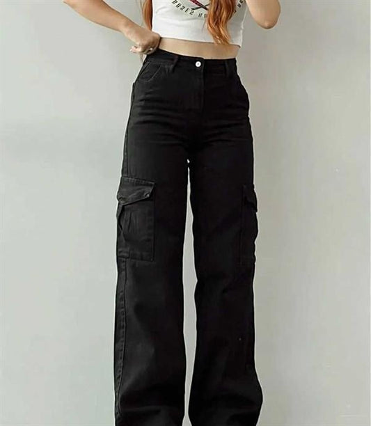 Baggy Likralı Jean Pantalon Kirli Siyah