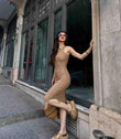 Halter Yaka Midi Boy Ottoban Elbise