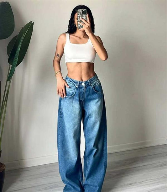 Baggy Jean Pantalon Mavi