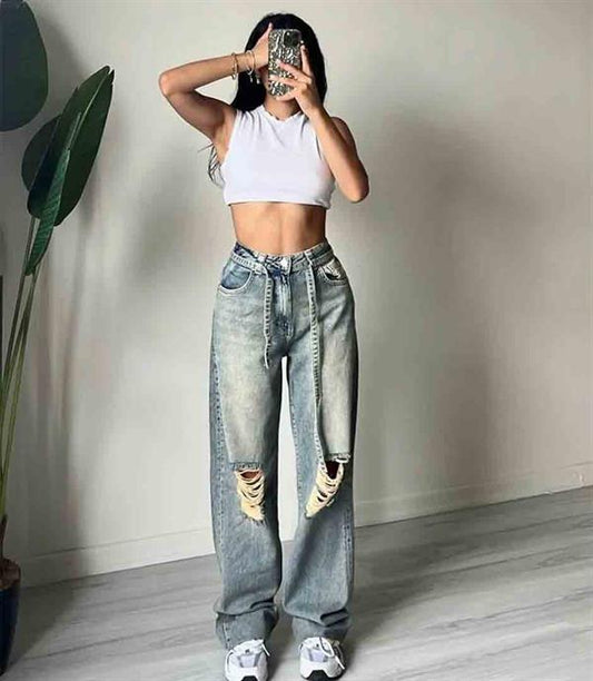 Özel Tasarım Baggy Pantalon Kirli Yeşil