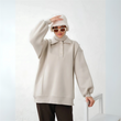 TREND 3 İPLİK ŞARDONLU YUMUŞAK DOKULU POLO YAKA POLARLI OVERSIZE UZUN SWEAT