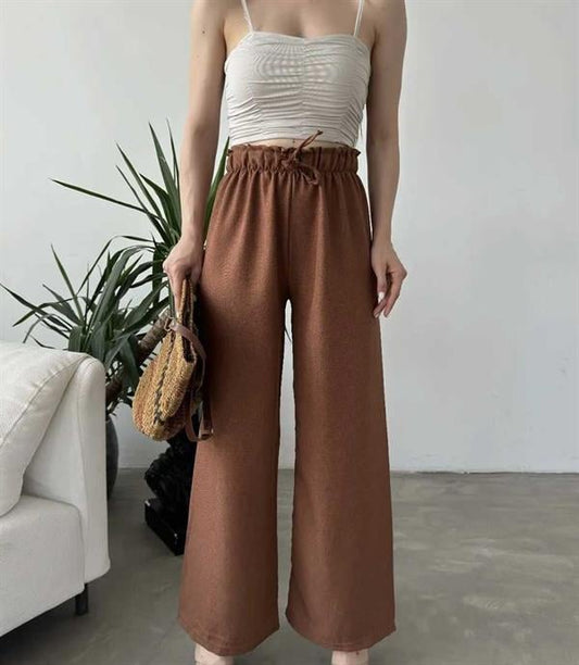 Beli Büzgülü Lastikli Salaş Pantalon Kiremit