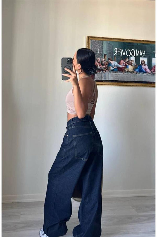 Trend İkoni̇k Tasarim Baggy Jean Deni̇m Pantolon