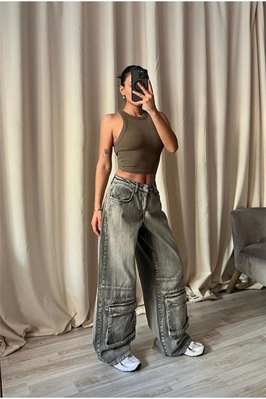 TREND ÖZEL TASARİM BAGGY JEAN PALAZZO PANTOLON