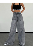 Trend Özel Tasarim Wi̇de Leg Yandan Süper Baggy Jean Bol Rahat Kalip Deni̇m Pantolon