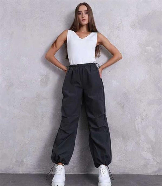 Paraşüt Kumaş Cepli Kargo Pantalon Füme