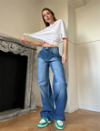 Trend Unısex Baggy Bol Kesim Jean Palazzo Pantolon