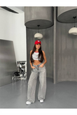 Trend WIDE LEG İP KEMER BOL PAÇA LAZERLİ PALAZZO DENİM JEAN PANTOLON