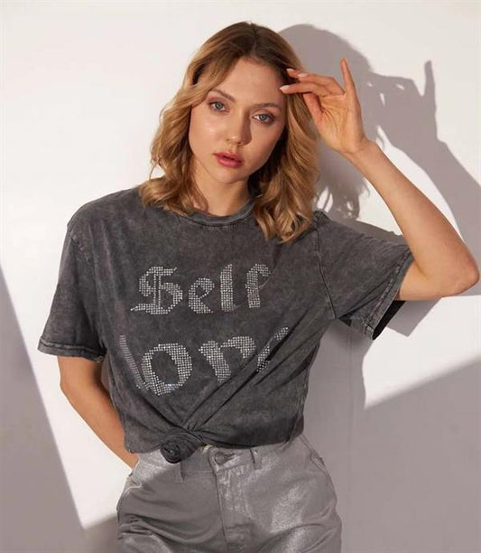 Unısex Yıkamalı Oversize Tshırt Gri