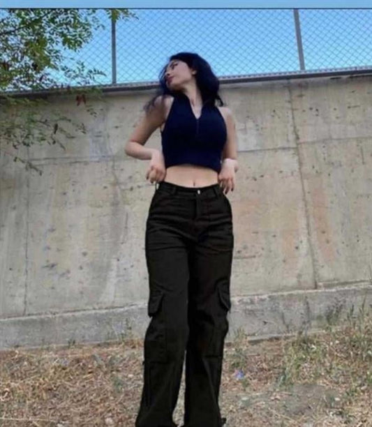 Kargo Cepli Pantalon Siyah