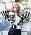 Zebra Desen Uzun Kollu Bluz Siyah